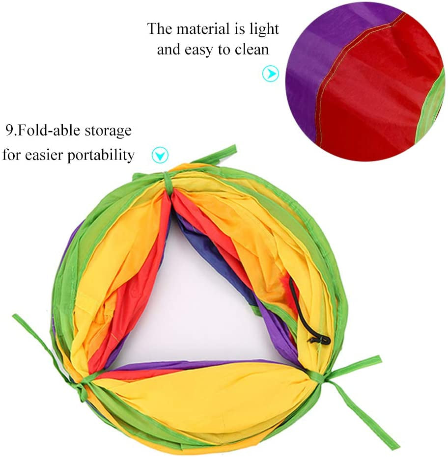 Cat Tunnel for Indoor Cats, 45" Long Rainbow Collapsible Kitten Tube with a Fun Ball and 2 Holes Cat Play Tunnel, Rabbit Tunnel for Kittens Exercising Hiding Training and Running(Colorful)